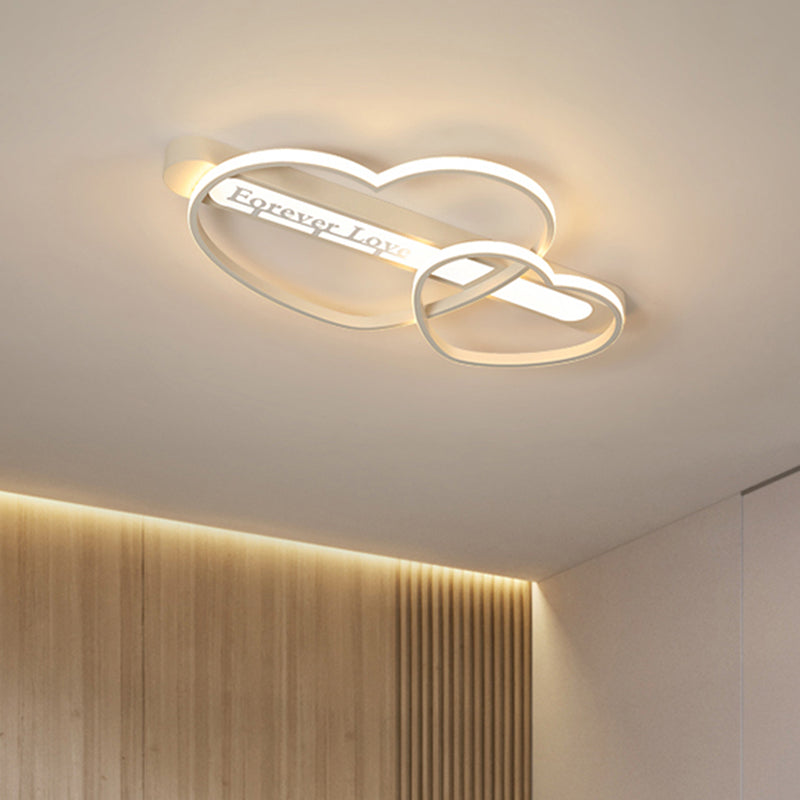 Love Arrow Bedroom Flush Mount Acrylic Macaron LED Ceiling Light in Pink/White/Gold