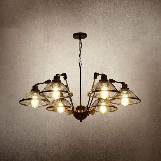 Industrial Black Mesh Chandelier - 6/8 Light Iron Pendant