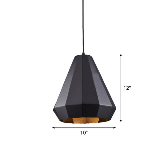 Black Diamond Metal Suspension Pendant: Farmhouse Ceiling Lamp, 1 Light for Coffee Shops