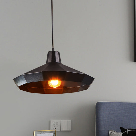 Black Diamond Metal Suspension Pendant: Farmhouse Ceiling Lamp, 1 Light for Coffee Shops