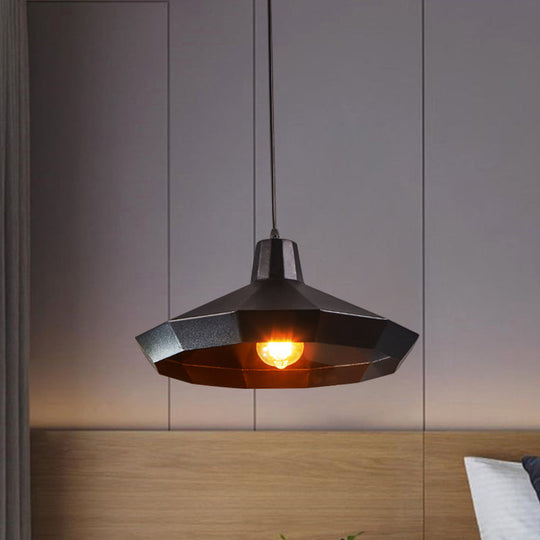 Black Diamond Metal Suspension Pendant: Farmhouse Ceiling Lamp, 1 Light for Coffee Shops