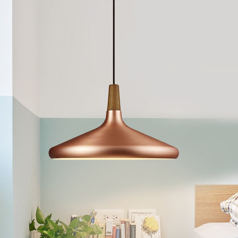 Flared Aluminum Pendant Light - Industrial Style Rose Gold Finish 1 Head 7 10.5 16 Width Ideal For