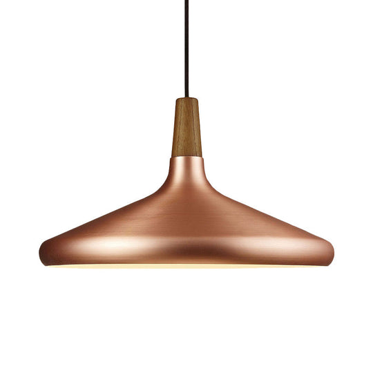 Down Lighting Industrial Restaurant Pendant - 7"/10.5"/16" Width, 1 Head, Flared Aluminum Shade, Rose Gold