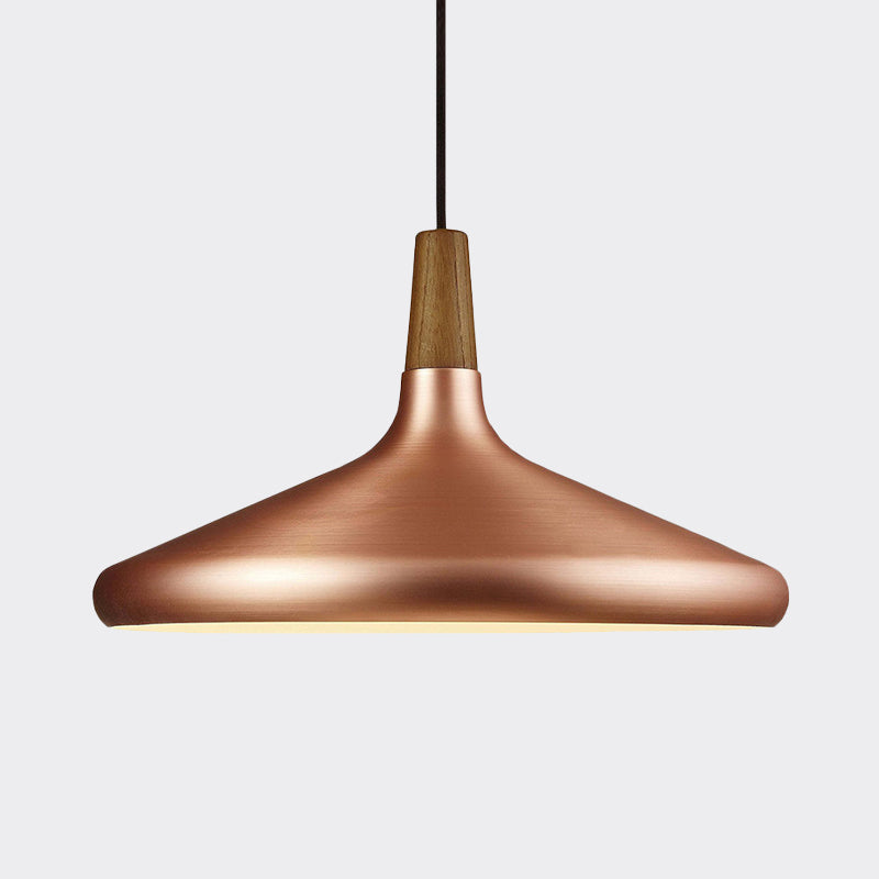 Down Lighting Industrial Restaurant Pendant - 7"/10.5"/16" Width, 1 Head, Flared Aluminum Shade, Rose Gold