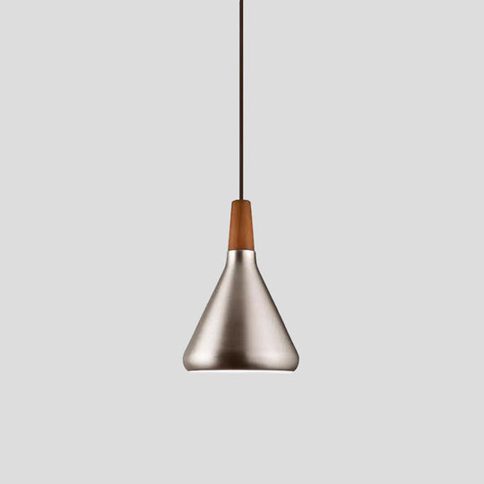 Silver Industrial Cone Ceiling Pendant Light - 1-Light Aluminum Suspension Lamp, 7"/10.5"/16" Wide