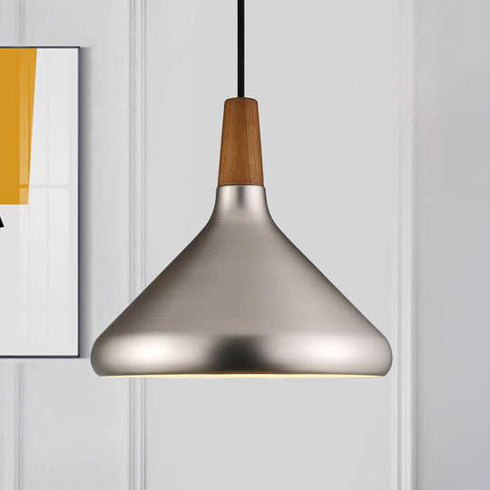 Industrial Cone Ceiling Pendant Light - 1-Light Aluminum Suspension Lamp In Silver Wide Range Of