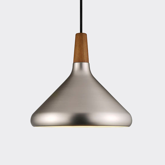 Industrial Cone Ceiling Pendant Light - 1-Light Aluminum Suspension Lamp In Silver Wide Range Of