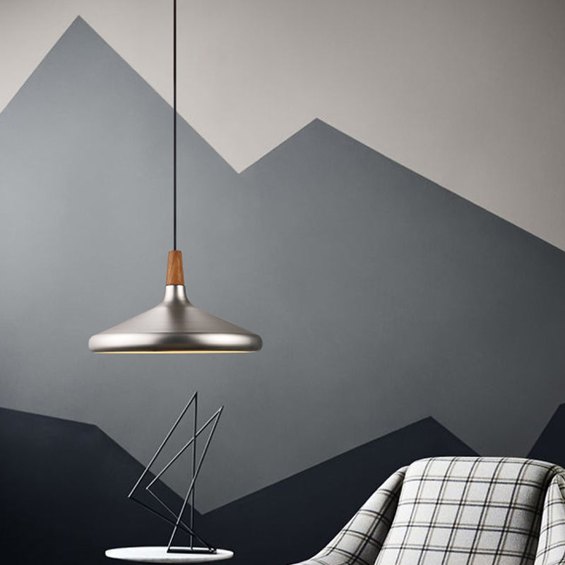 Industrial Cone Ceiling Pendant Light - 1-Light Aluminum Suspension Lamp In Silver Wide Range Of