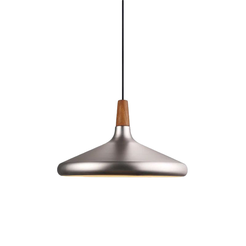 Silver Industrial Cone Ceiling Pendant Light - 1-Light Aluminum Suspension Lamp, 7"/10.5"/16" Wide