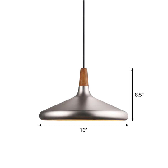 Silver Industrial Cone Ceiling Pendant Light - 1-Light Aluminum Suspension Lamp, 7"/10.5"/16" Wide