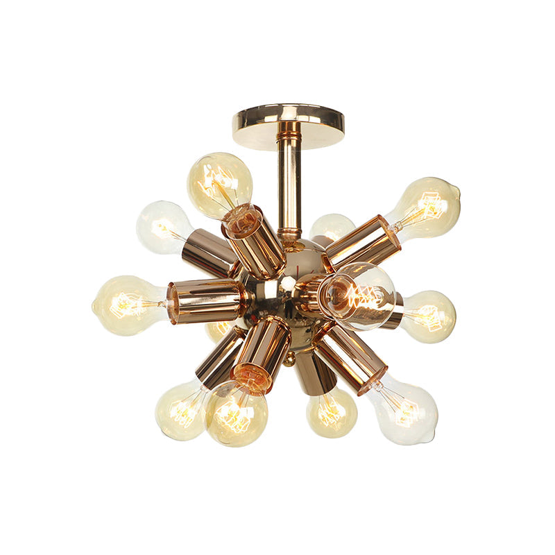 Vintage Semi-Flush Mount Ceiling Lamp With Chrome/Gold Sputnik Design Available In 6 9 Or 12 Lights