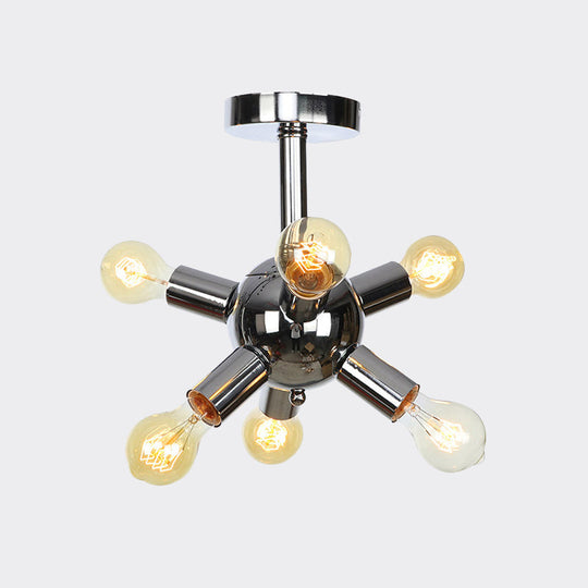 Vintage Semi-Flush Mount Ceiling Lamp With Chrome/Gold Sputnik Design Available In 6 9 Or 12 Lights