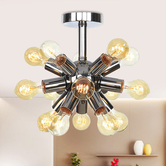 Vintage Semi-Flush Mount Ceiling Lamp With Chrome/Gold Sputnik Design Available In 6 9 Or 12 Lights