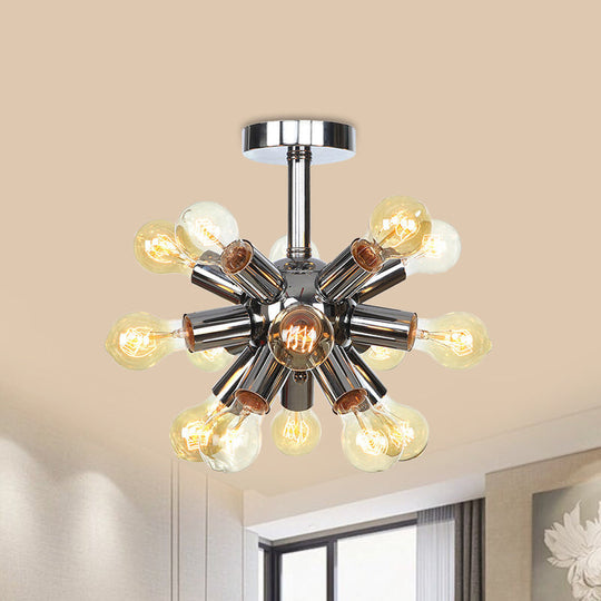 Vintage Semi-Flush Mount Ceiling Lamp With Chrome/Gold Sputnik Design Available In 6 9 Or 12 Lights