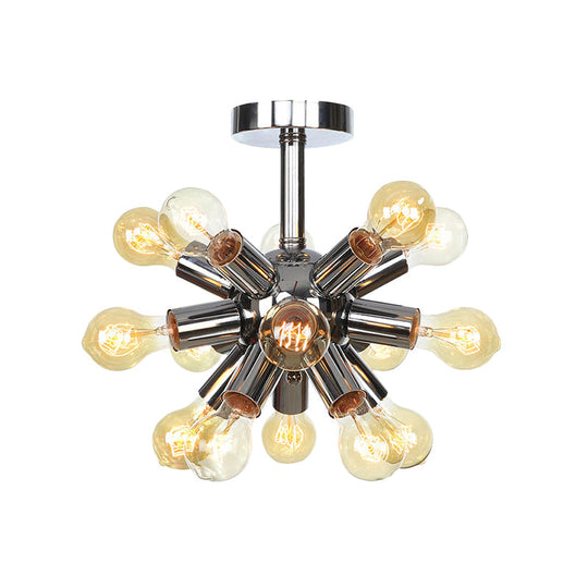 Vintage Semi-Flush Mount Ceiling Lamp With Chrome/Gold Sputnik Design Available In 6 9 Or 12 Lights