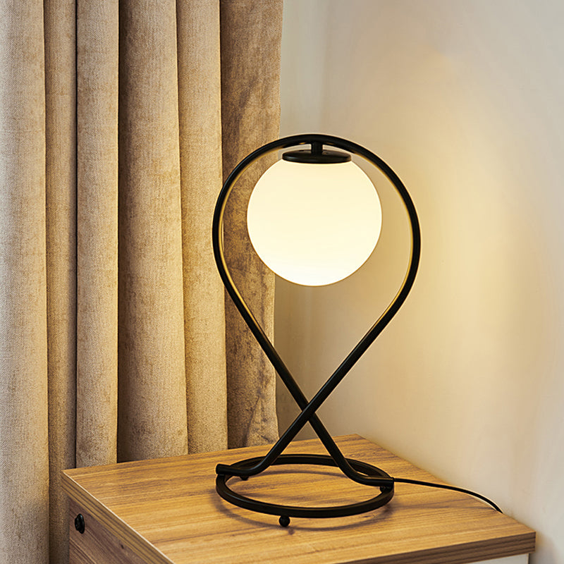 Minimalist Crossed Linear Nightstand Lamp - 1 Light White/Black Finish For Bedroom Black