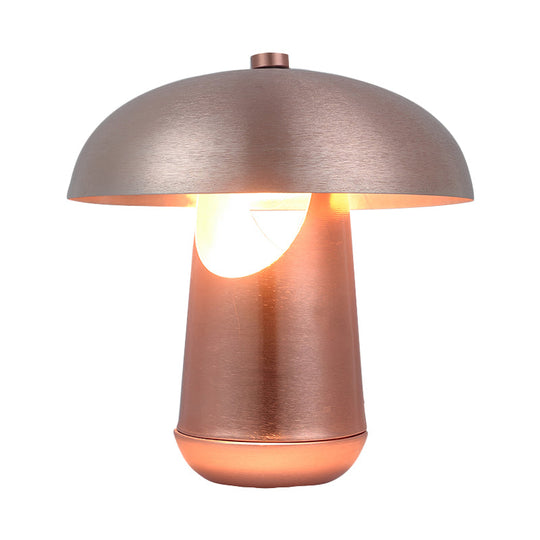 Contemporary 1-Head Metallic Nightstand Lamp In Bronze/Rose Gold - Table Lighting For Dining