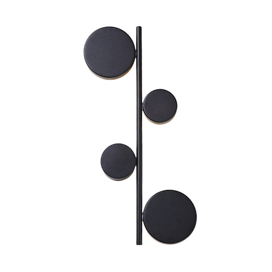 Vertical Linear Sconce Light: Black/Gold Finish Post-Modern Design With 3 Led Metal Wall Lamp Heads