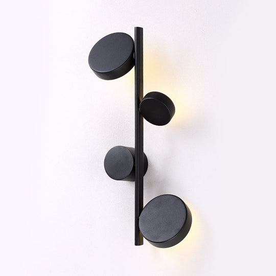 Vertical Linear Sconce Light: Black/Gold Finish Post-Modern Design With 3 Led Metal Wall Lamp Heads