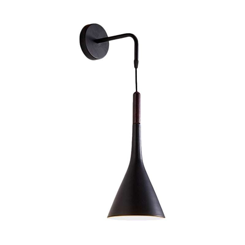 Modernist Metal Wall Sconce - Funnel Bedside Lighting 1-Light Pendant Lamp Black/Grey