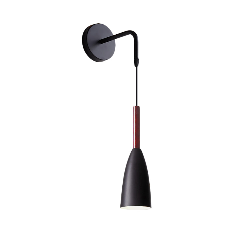 Modern Bullet Wall Mount Sconce Lamp In Black/White/Grey For Bedside - Single Bulb Fixture