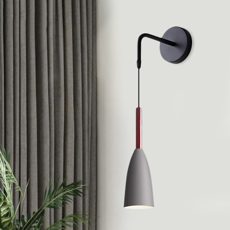 Modern Bullet Wall Mount Sconce Lamp In Black/White/Grey For Bedside - Single Bulb Fixture Grey