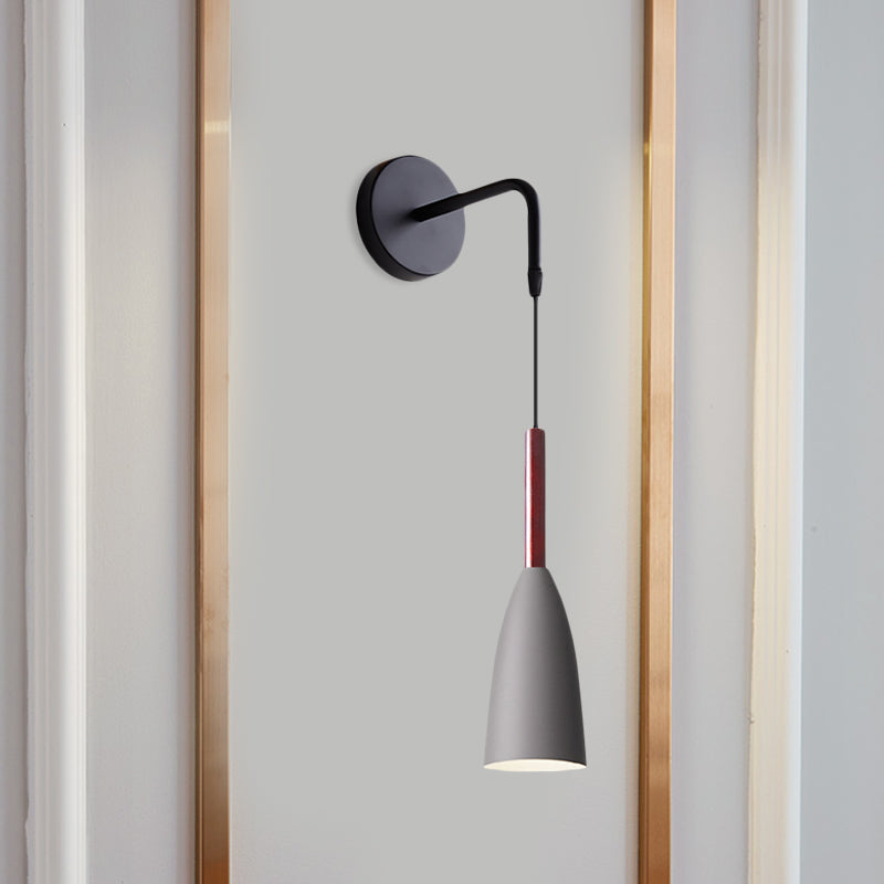 Modern Bullet Wall Mount Sconce Lamp In Black/White/Grey For Bedside - Single Bulb Fixture