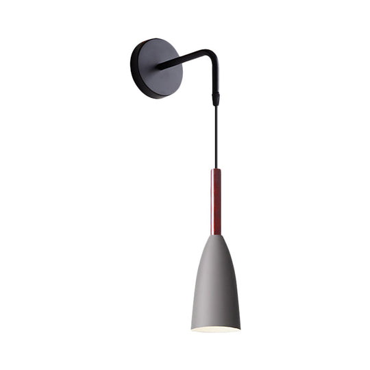 Modern Bullet Wall Mount Sconce Lamp In Black/White/Grey For Bedside - Single Bulb Fixture