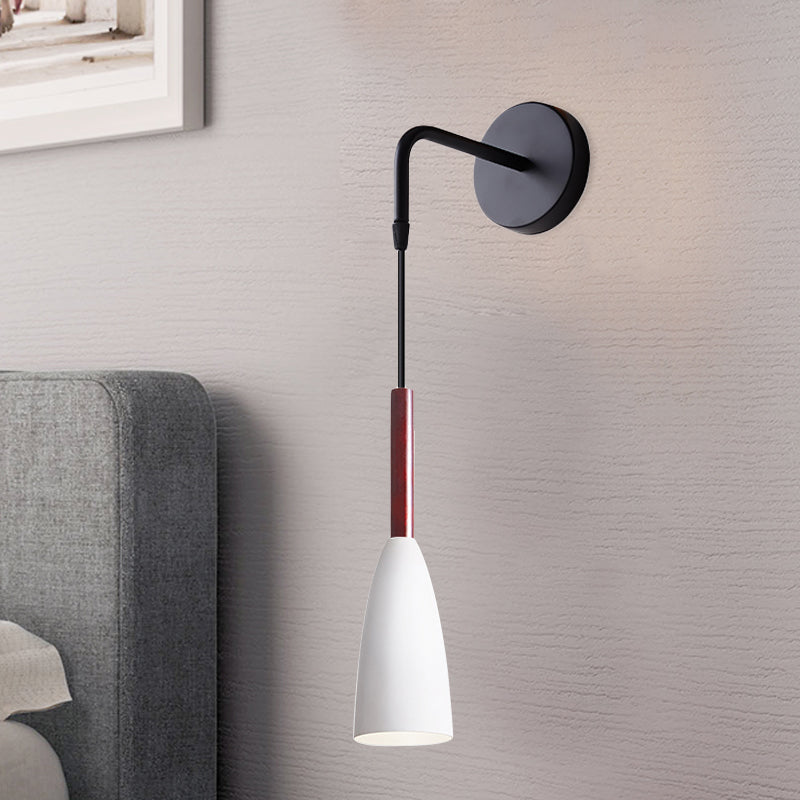 Modern Bullet Wall Mount Sconce Lamp In Black/White/Grey For Bedside - Single Bulb Fixture White