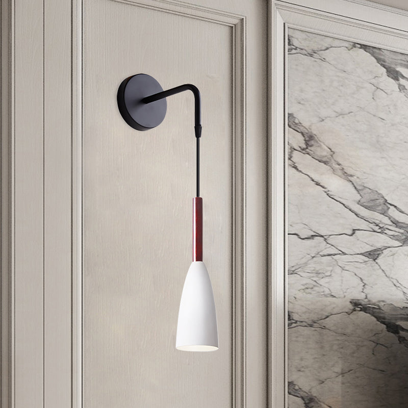 Modern Bullet Wall Mount Sconce Lamp In Black/White/Grey For Bedside - Single Bulb Fixture