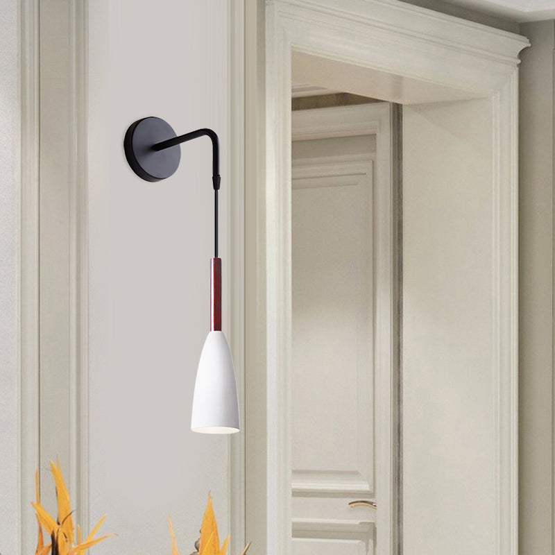 Modern Bullet Wall Mount Sconce Lamp In Black/White/Grey For Bedside - Single Bulb Fixture