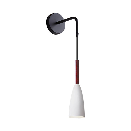 Modern Bullet Wall Mount Sconce Lamp In Black/White/Grey For Bedside - Single Bulb Fixture