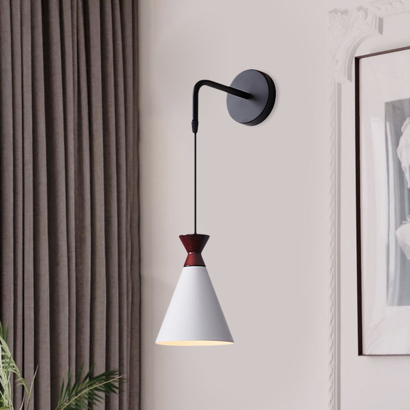 Minimalist Iron Wall Sconce With Conical Design - 1 Head Black/Grey/White Mount