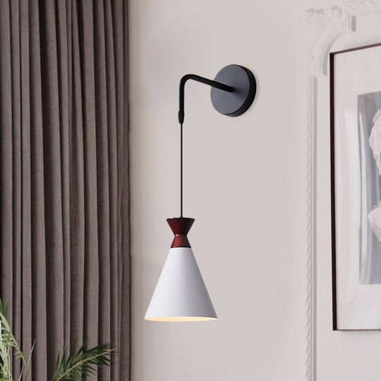 Minimalist Iron Wall Sconce With Conical Design - 1 Head Black/Grey/White Mount