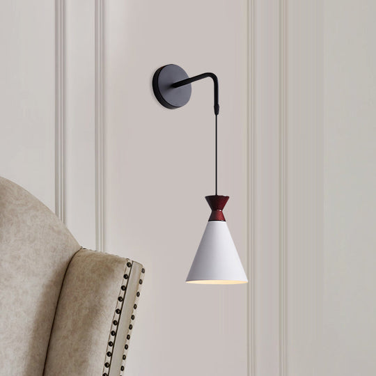 Minimalist Iron Wall Sconce With Conical Design - 1 Head Black/Grey/White Mount