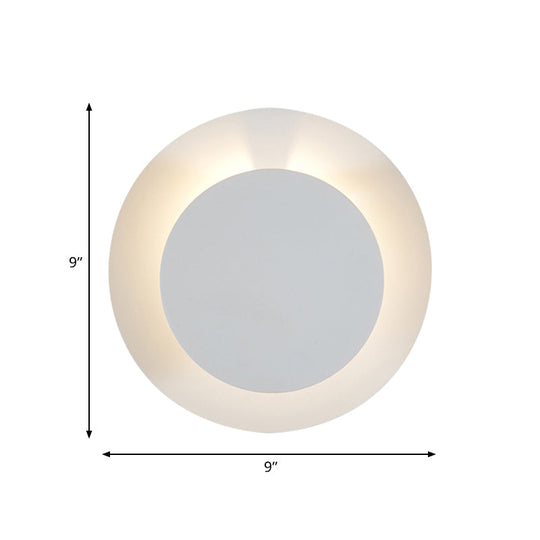 Adjustable Minimalist Led Metallic Disc Wall Sconce Lamp - White Mount Light Fixture