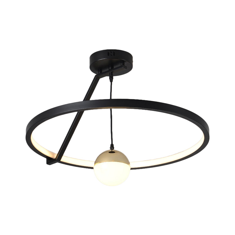 Black Acrylic LED Ceiling Flushmount Lamp - Simple Ring Design for Bedroom