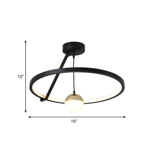 Black Acrylic LED Ceiling Flushmount Lamp - Simple Ring Design for Bedroom