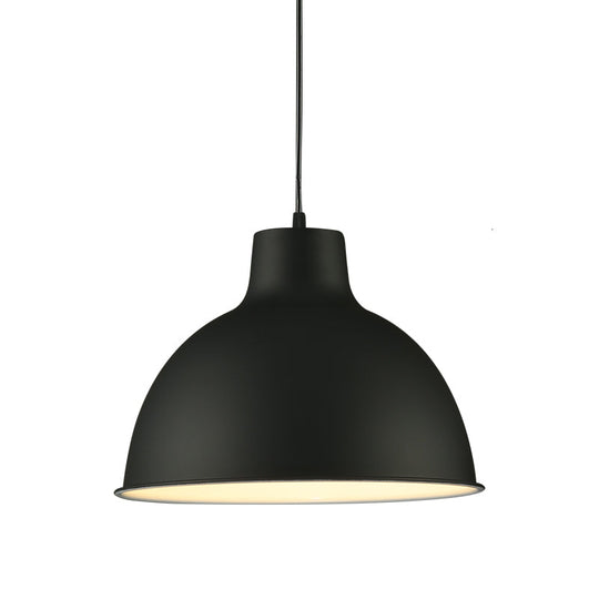 Loft Style Dome Ceiling Light - 12/14 Dia Metal Hanging Lamp Adjustable Cord Black/White