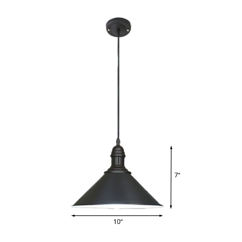 Conical Farmhouse Style Black/White Ceiling Pendant Light Fixture