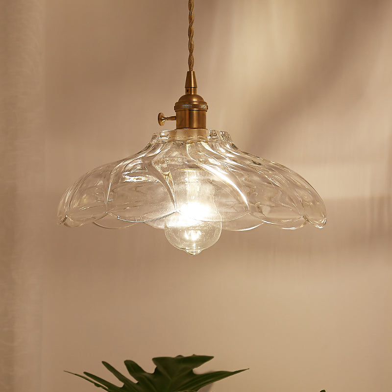 Modern Clear Textured Glass Dome Pendant Light - Kitchen Hanging Lamp With 1 Bulb And Cord