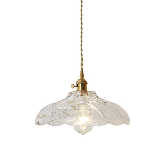 Clear Textured Glass Dome Pendant Light with Cord - Modern Kitchen Lighting