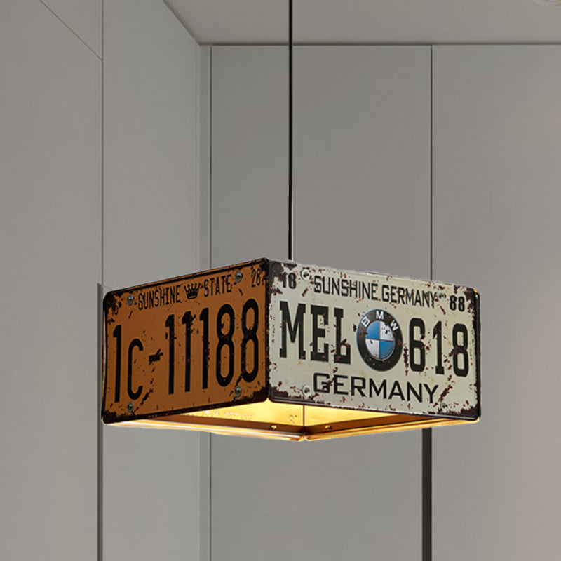 Industrial Iron Triple Pendant Light With Adjustable Cord - Square Chandelier Lamp Beige