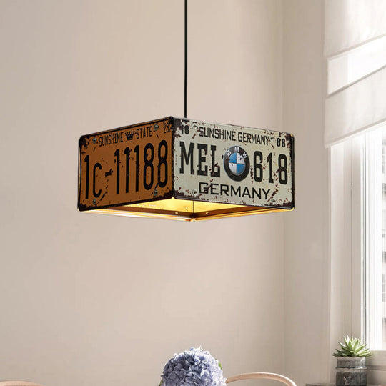 Industrial Iron Triple Pendant Light With Adjustable Cord - Square Chandelier Lamp