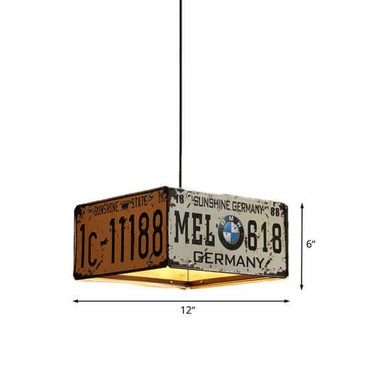 Industrial Iron Triple Pendant Light With Adjustable Cord - Square Chandelier Lamp