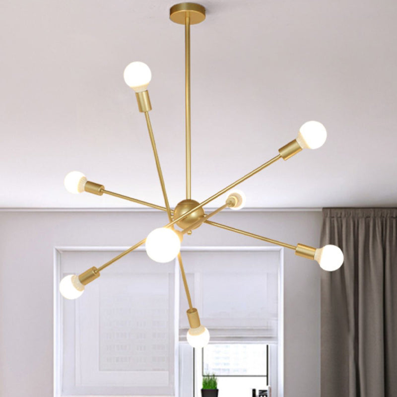 Gold Finish Sputnik Chandelier - Industrial Style 6/8 Light Suspension For Dining Room 8 /