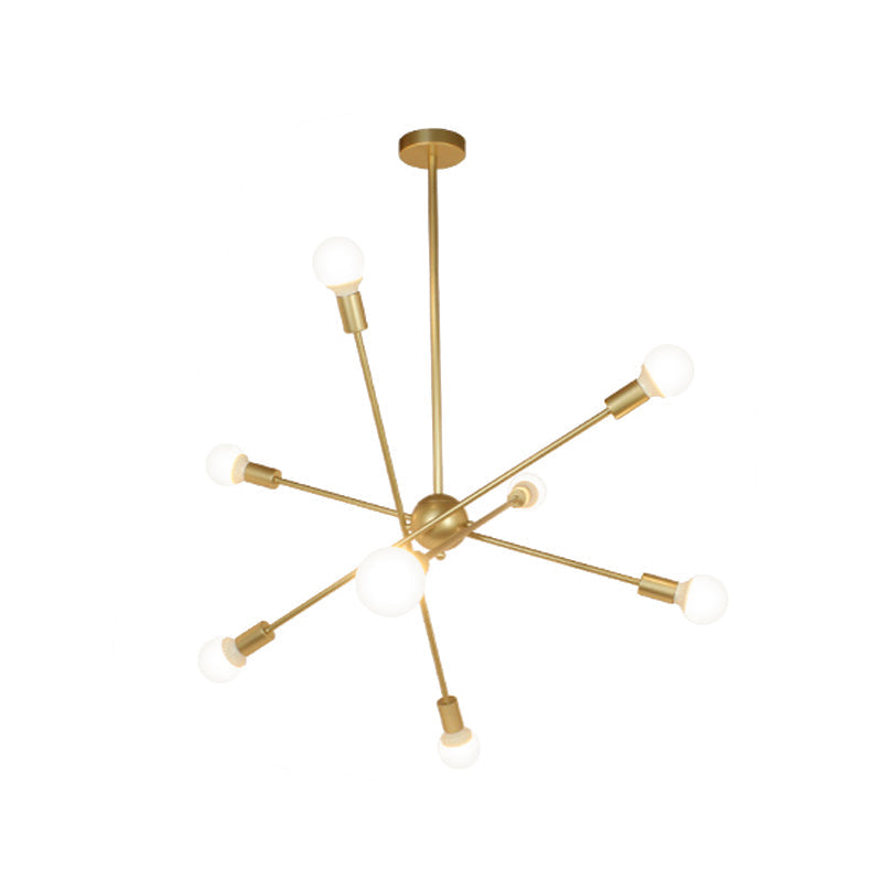 Gold Finish Sputnik Chandelier - Industrial Style 6/8 Light Suspension For Dining Room