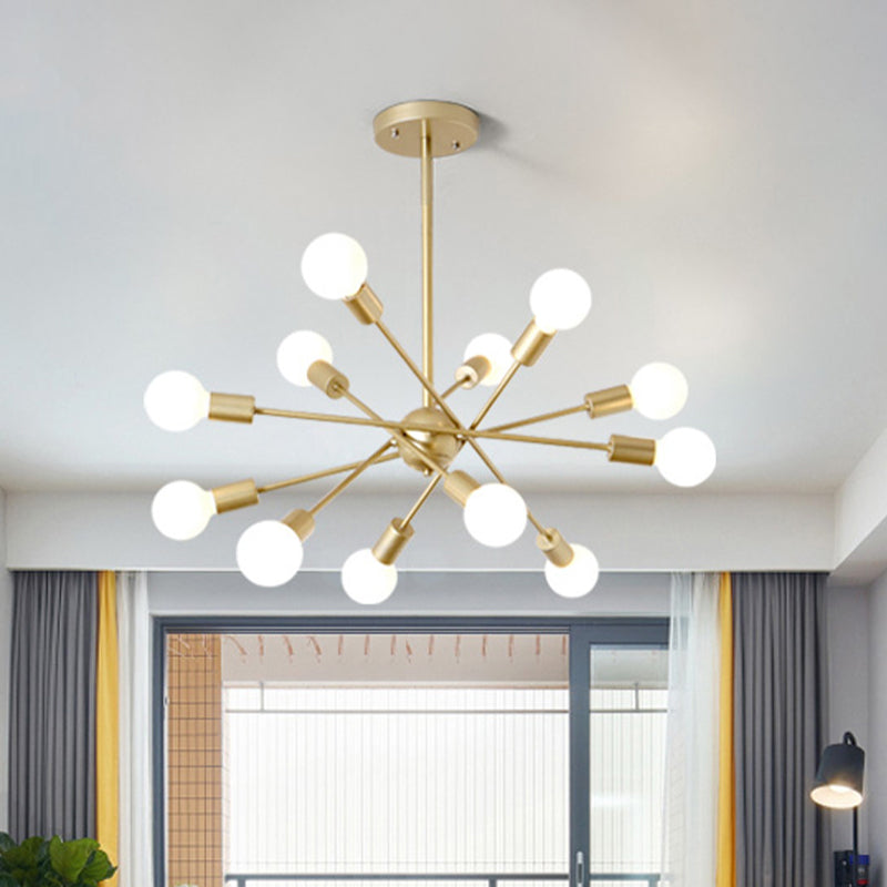 Gold Finish Sputnik Chandelier - Industrial Style 6/8 Light Suspension For Dining Room 12 /