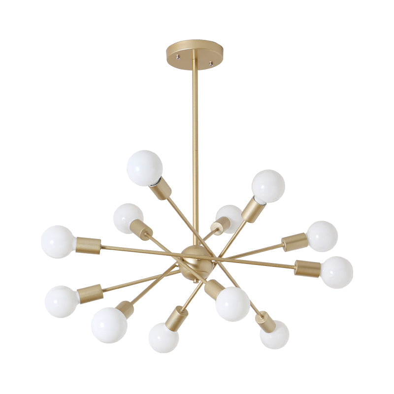 Gold Finish Sputnik Chandelier - Industrial Style 6/8 Light Suspension For Dining Room