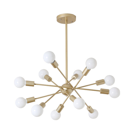 Gold Finish Sputnik Chandelier - Industrial Style 6/8 Light Suspension For Dining Room